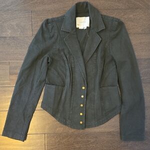 Anthropologie Charcoal Blazer with Gold Buttons